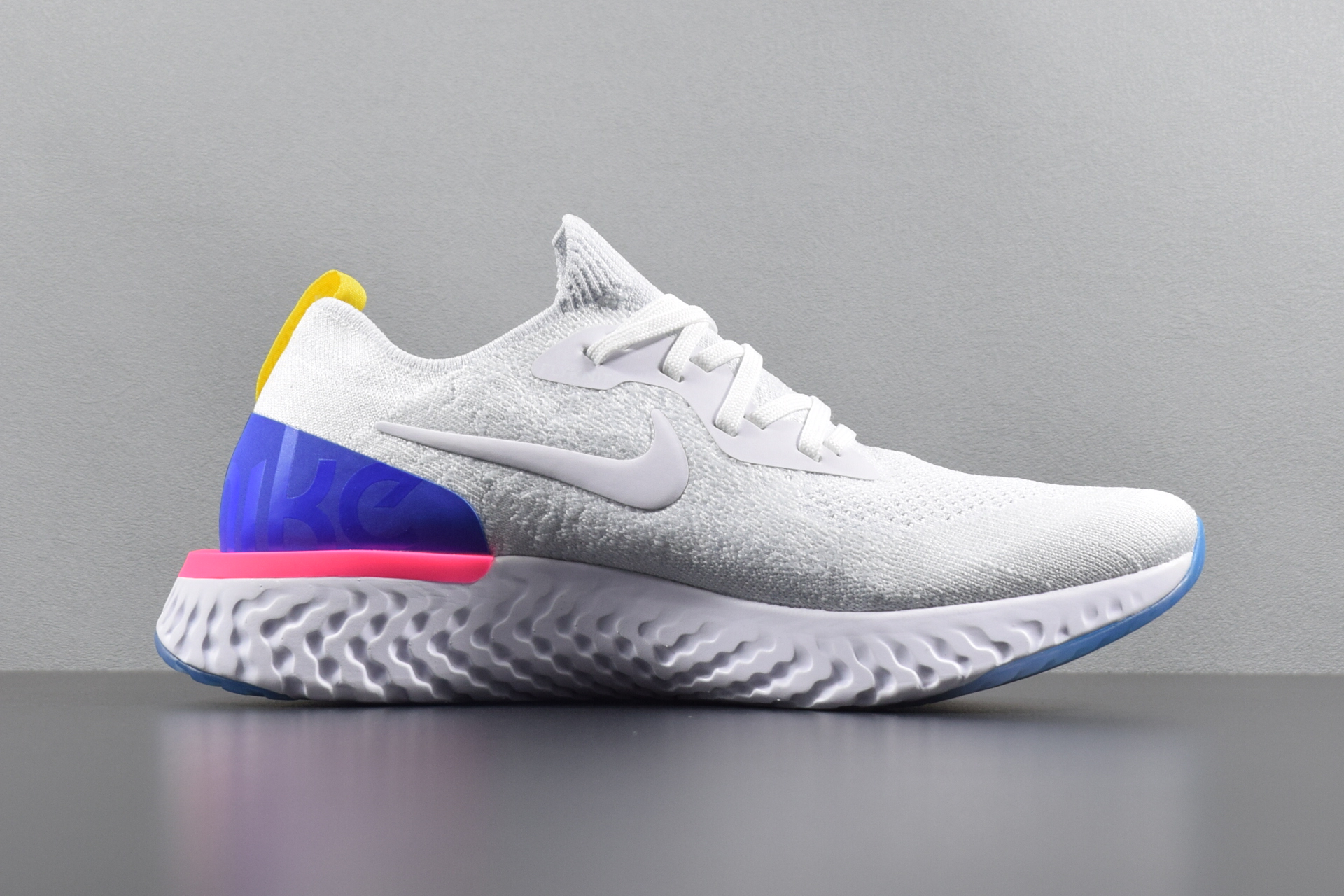 Nike Epic React Flyknit White Blue Yellow Pink Shoes